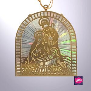 Vintage Christmas Brass Reflections Ornament Nativity Scene - NIB